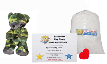 Stuffems Toy Shop Make Your Own Stuffed Animal Mini 8 Inch GI the Camo Bear Kit - No Sewing Required!
