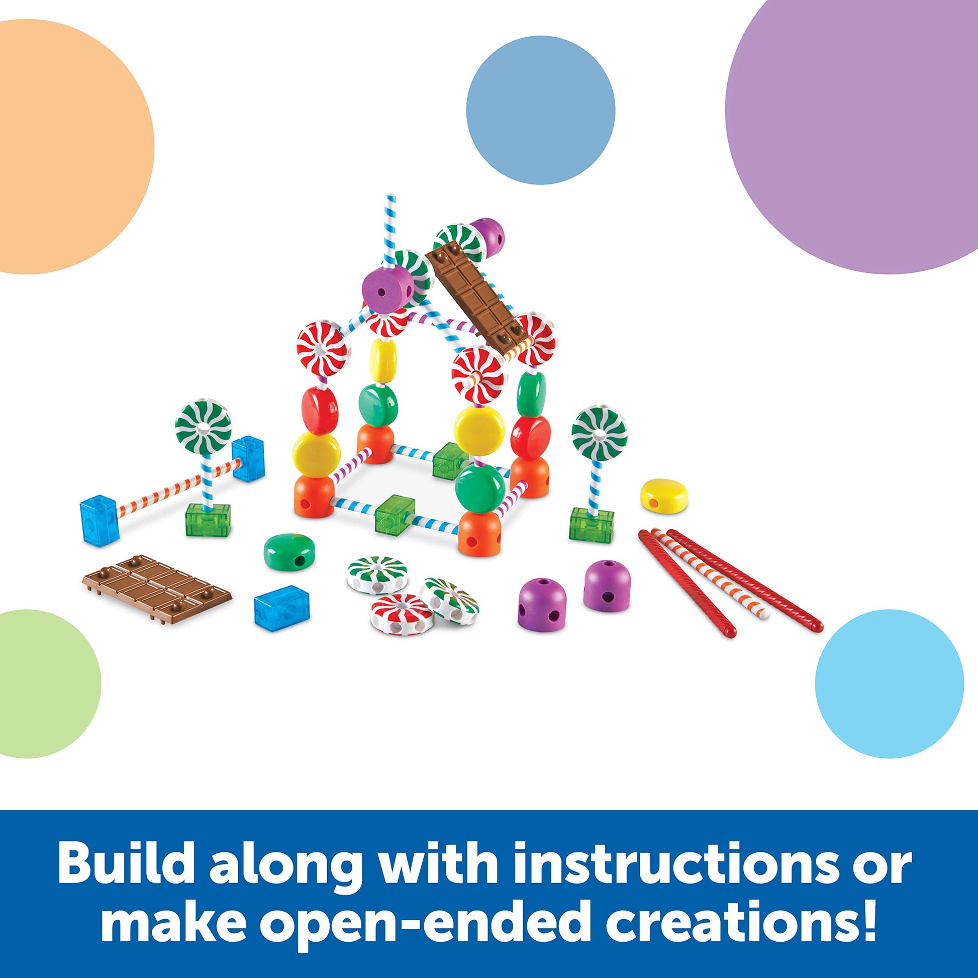 Learning Resources Candy Construction Building Set - Creative Building Toys for Kids, Toddler STEM Toys, Kids STEM Activities, Construction Sets