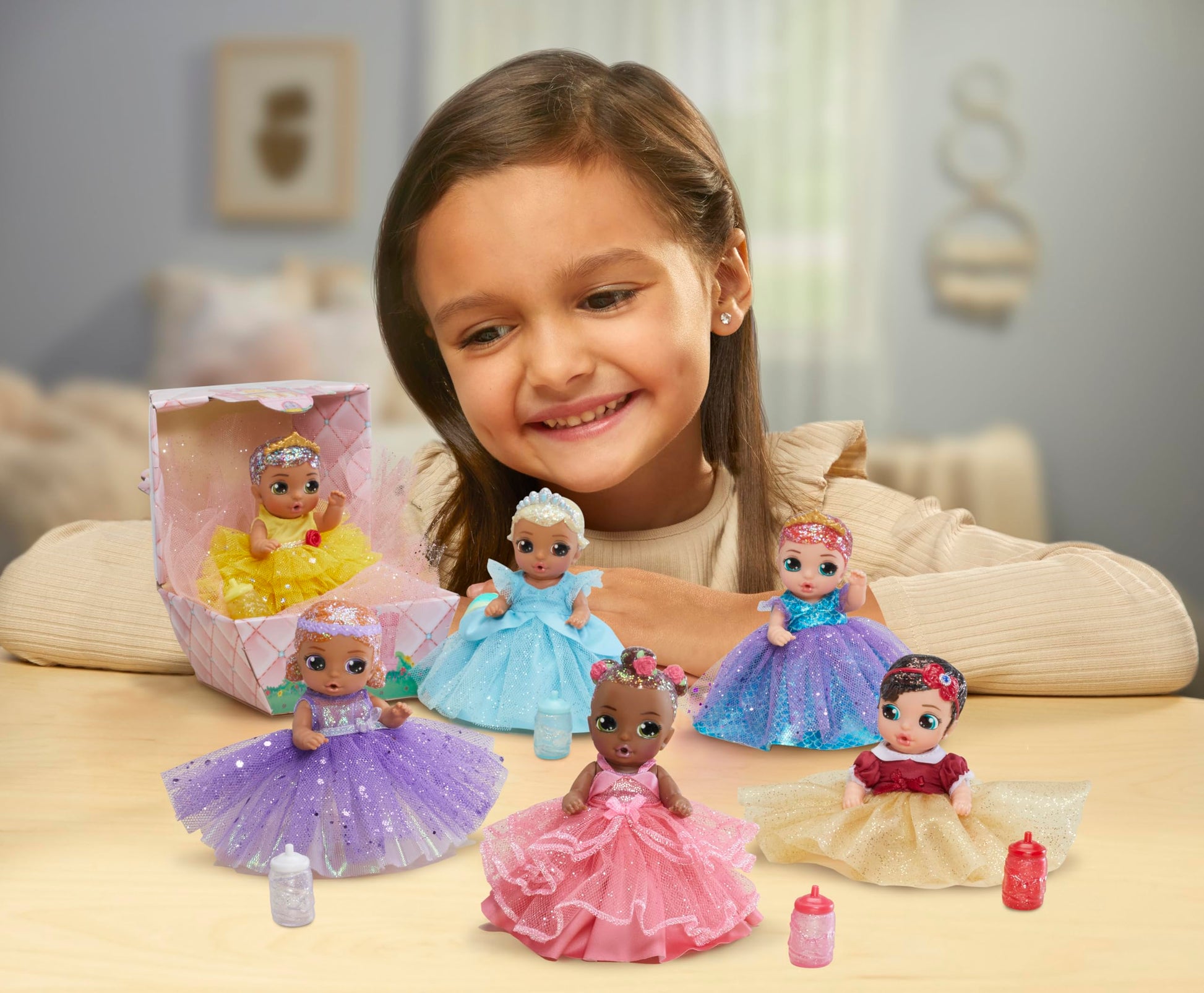 Baby Born Surprise Small Dolls Series 9 - Unwrap Surprise Collectible Baby Doll with 3 Water Surprises, Princess-Themed Dress, Color Change Diaper