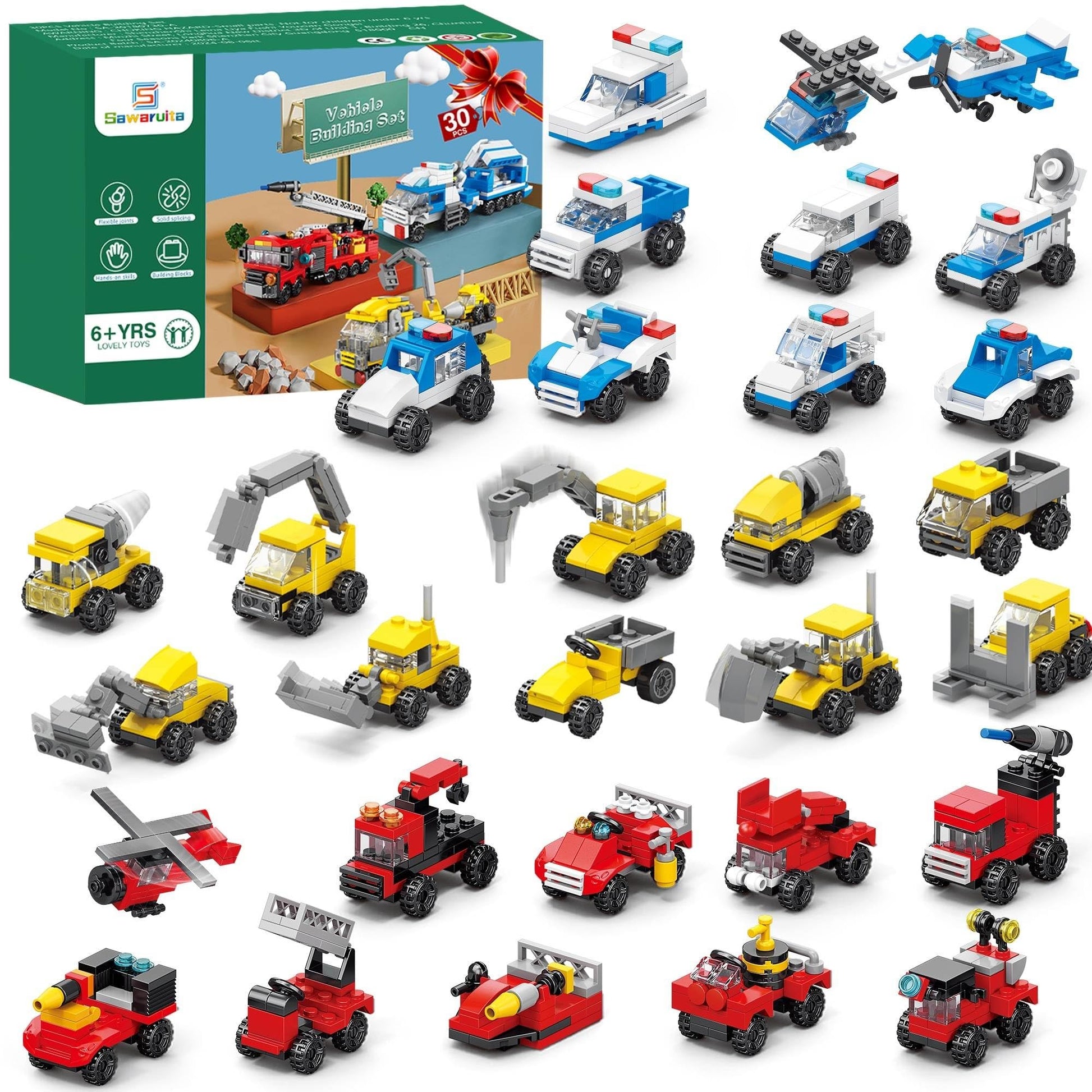 Sawaruita 30-Pack Mini Car Building Blocks Party Favors for Kids