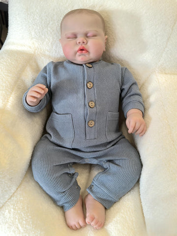 XinXinYuan 24 Inch Lifelike Big Reborn Baby Dolls Realistic Asleep Newborn Toddler Boy with Feeding Accessory that Look Real Silicone Baby Doll