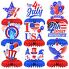9 Pieces 4th of July Honeycomb Centerpieces - Red Blue Patriotic Independence Day Table Decorations for USA Party, Memorial Day, Veterans Day, July