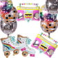 Timisea 10 PCS Rainbow Roller Skate Balloons Boom Box Balloon,22 Inch Round Color Foil Balloons, 4D Laser Disco Foil Balloons 80s 90s Retro Theme Hip