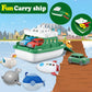 OKGIUGN Ferry Boat with 4 Car and 4 Wind Up Bath Swimming Toys, Kids Bath Toy Floating Vehicle Whales Submarines Swans Rockets, Bathtub Bathroom Pool