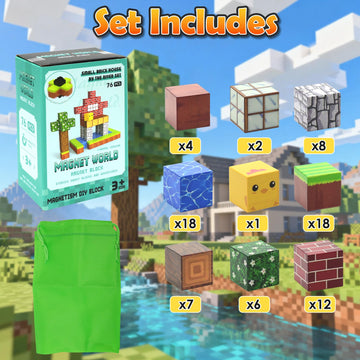 76PCS 0.8in Magnetic Blocks, Magnetic Tiles Kids Build Cubes?STEM Sensory Montessori Toys with Storage Bag, Build the 3D Forest World Set, Holiday