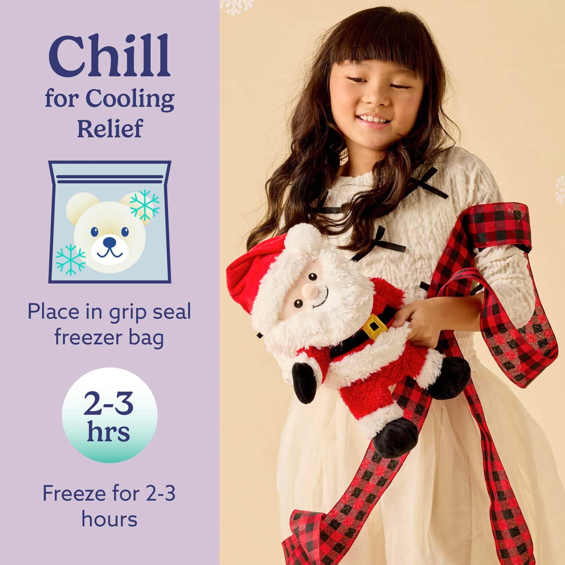 warmies Microwavable & Weighted Stuffed Animals, Santa - Heated Stuffed Animal Plushie for Warmth & Comfort - Christmas Winter Soft Plush Toys