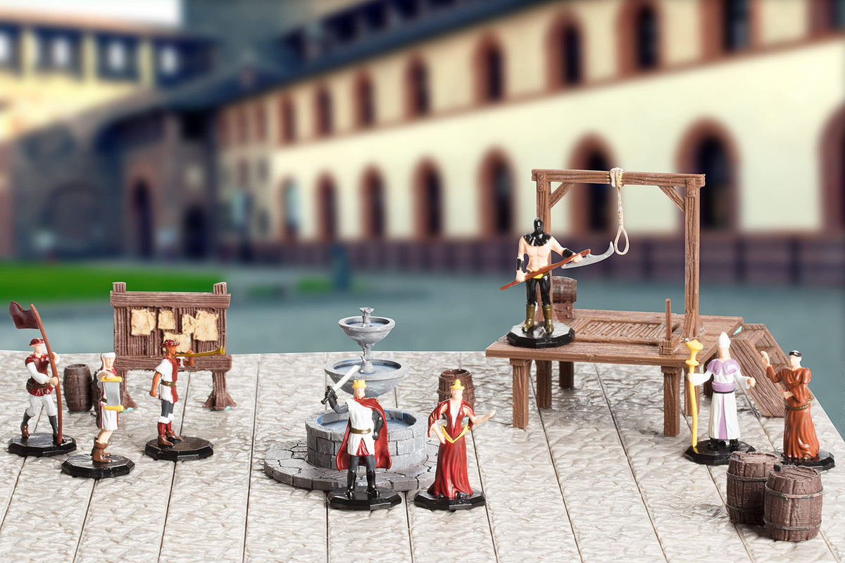 Monster Townsfolk Mini Fantasy Figures - 8pc Hand-Painted Authority Non Player Character NPC Miniatures - 1" Hex-Sized Compatible with DND Dungeons