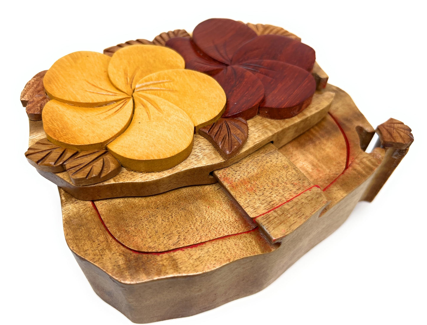 Floral Harmony, the Handcrafted Intarsia Hand Carved Wood Trinket/Jewelry Box