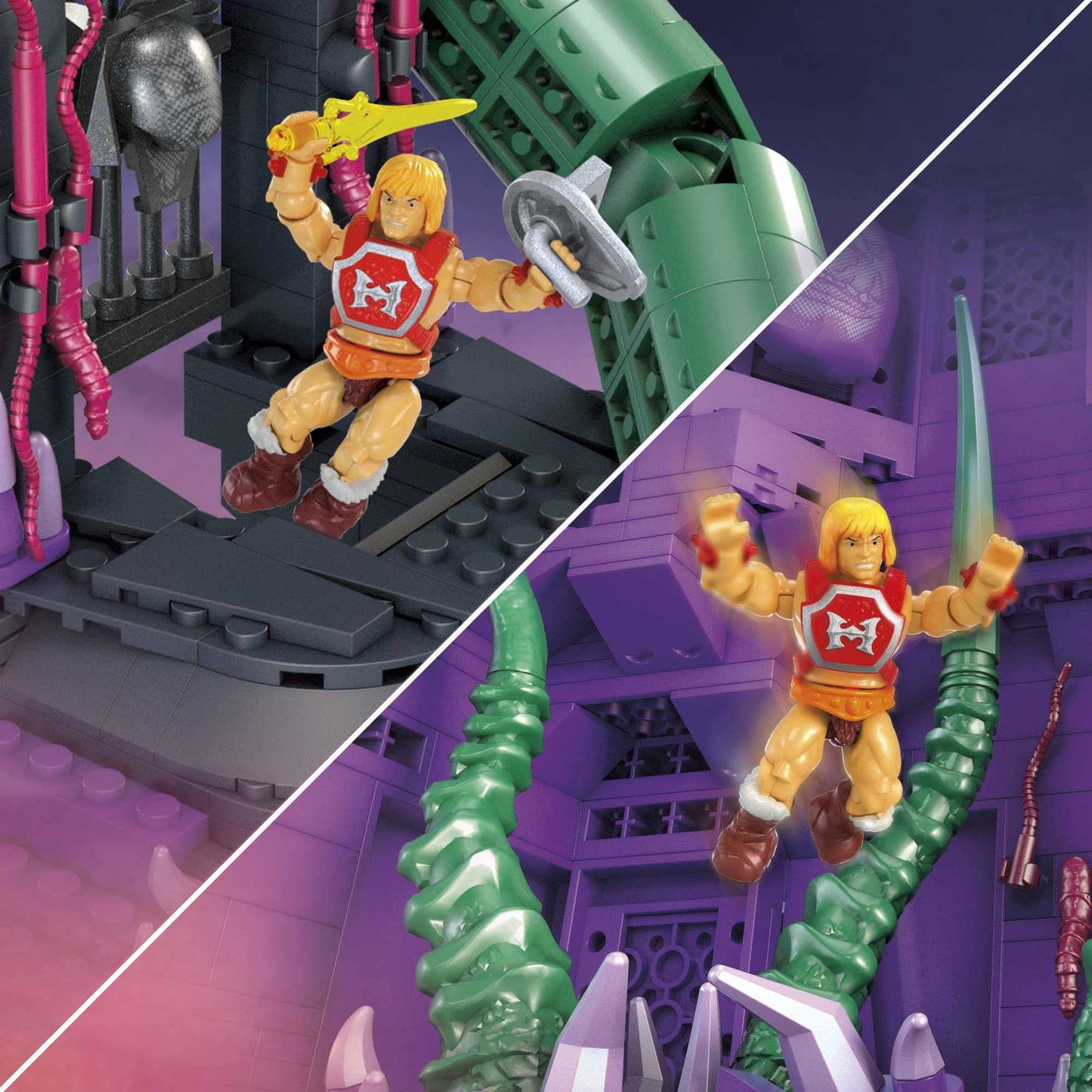 MEGA Masters of The Universe Building Toys Set, Snake Mountain with 3802 Pieces, 24 Inches Wide, 6 Micro Action Figures, Adult Collectible