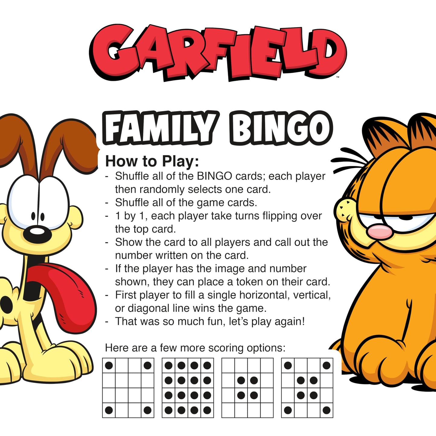 Aquarius Garfield Family Bingo Game, Nickelodeon Party Board Game for Kids Teens Adults, Officially Licensed Lasagna Cat Gift, Ages 8+