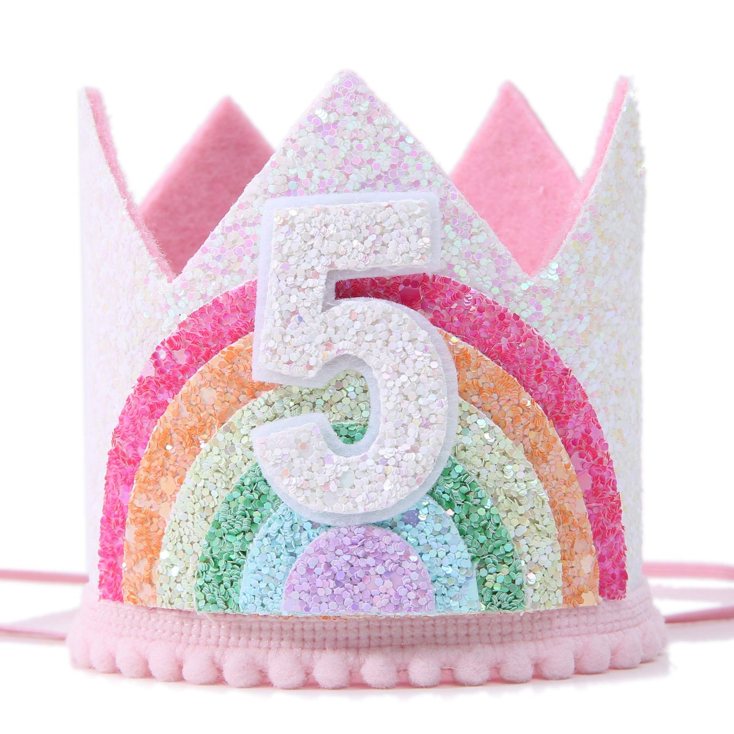 WAWUO Birthday Rainbow Girl Crown, Birthday Hat For Event Party Supplies, Photo Props