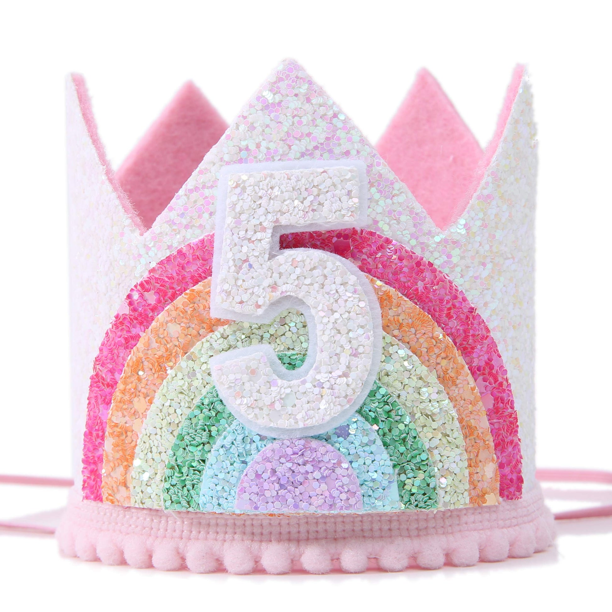 WAWUO Birthday Rainbow Girl Crown, Birthday Hat For Event Party Supplies, Photo Props
