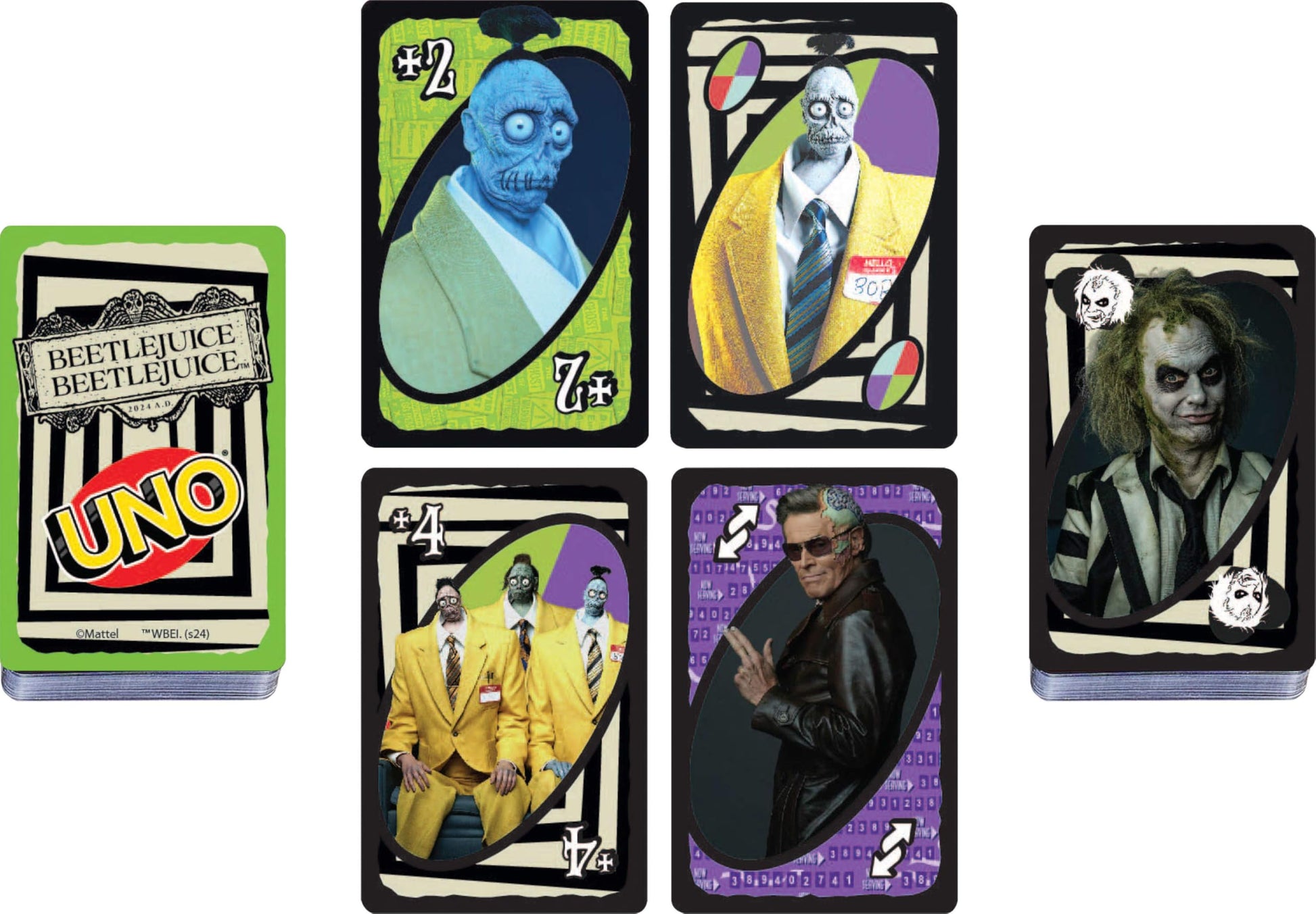 Mattel Games UNO Beetlejuice Beetlejuice Card Game for Kids, Adults & Family with Deck & Special Rule Inspired by The Movie
