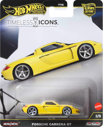 Hot Wheels Premium Car Culture Collectible Toy Car, 1:64 Scale Die-Cast Porsche Carrera GT, Timeless Icons Vehicle with Real Riders Tires