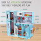 Lil' Jumbl Kids Kitchen Set, Pretend Wooden Play Kitchen with Chalk Board, Play Phone, Towel Rack & Ice Dispenser, Clicking Knobs, Pots & Utensils