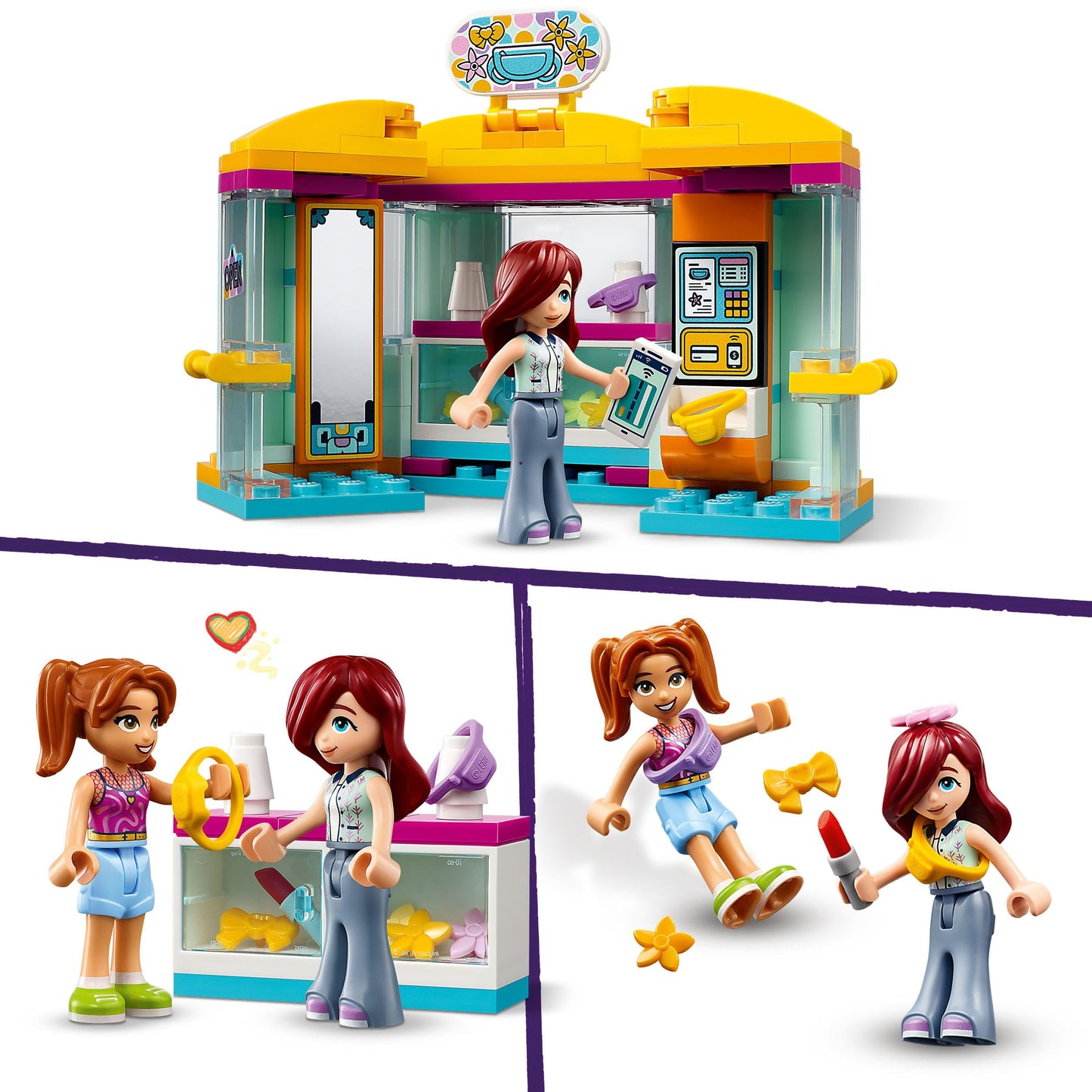 LEGO Friends Tiny Accessories Store and Beauty Shop Toy, Pretend Playset for Kids, Paisley and Candi Mini-Doll Characters and Mini Dolls Accessories,