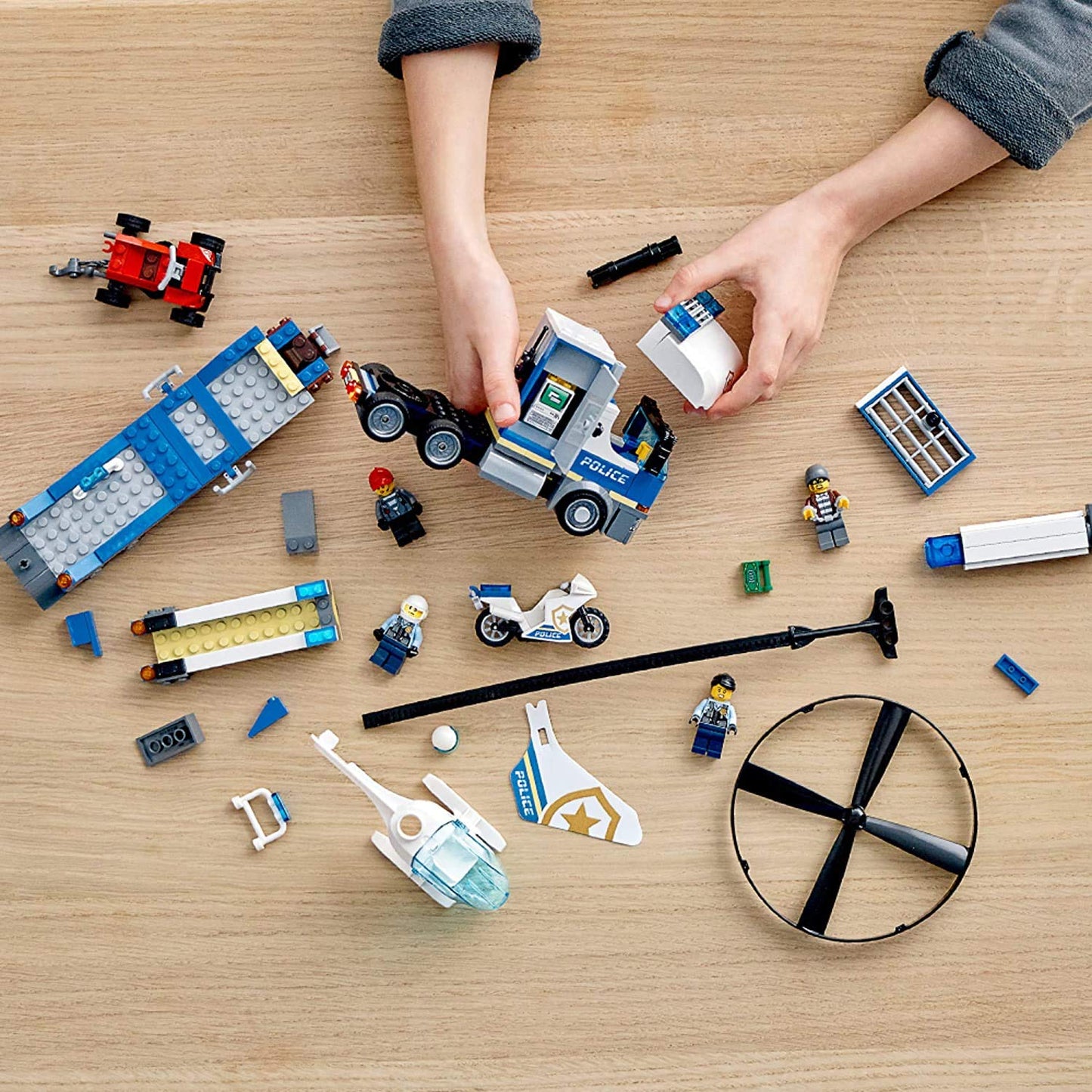 LEGO City Police Helicopter Chase 60244 Police Toy, Cool Building Set for Kids (317 Pieces)