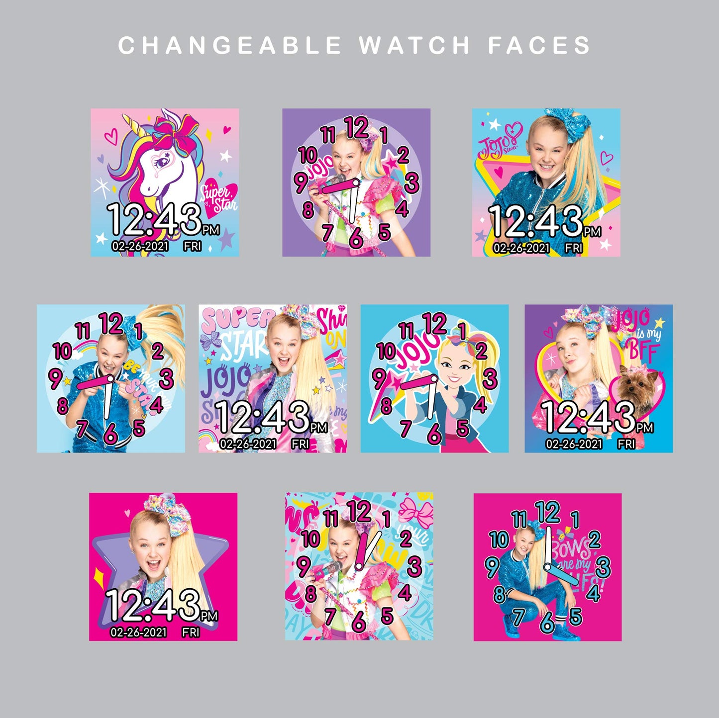 Accutime Kids Nickelodeon JoJo Siwa Educational Learning Touchscreen Smart Watch Toy for Girls, Boys, Toddlers - Selfie Cam, Learning Games, Alarm