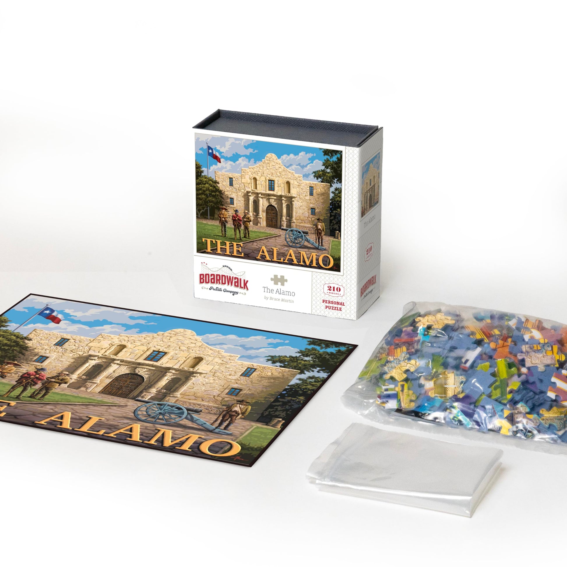 Boardwalk The Alamo 210 Piece Personal Puzzle, Jigsaw Puzzles with Premium Box, Texas Historical Gifts for Adults, 6"x8"