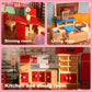 Giragaer Wooden Dollhouse Furniture 5 Set, Wood Doll House Miniature Bathroom/Living Room/Dining Room/Bedroom/Kitchen House Furniture Doll Decoration