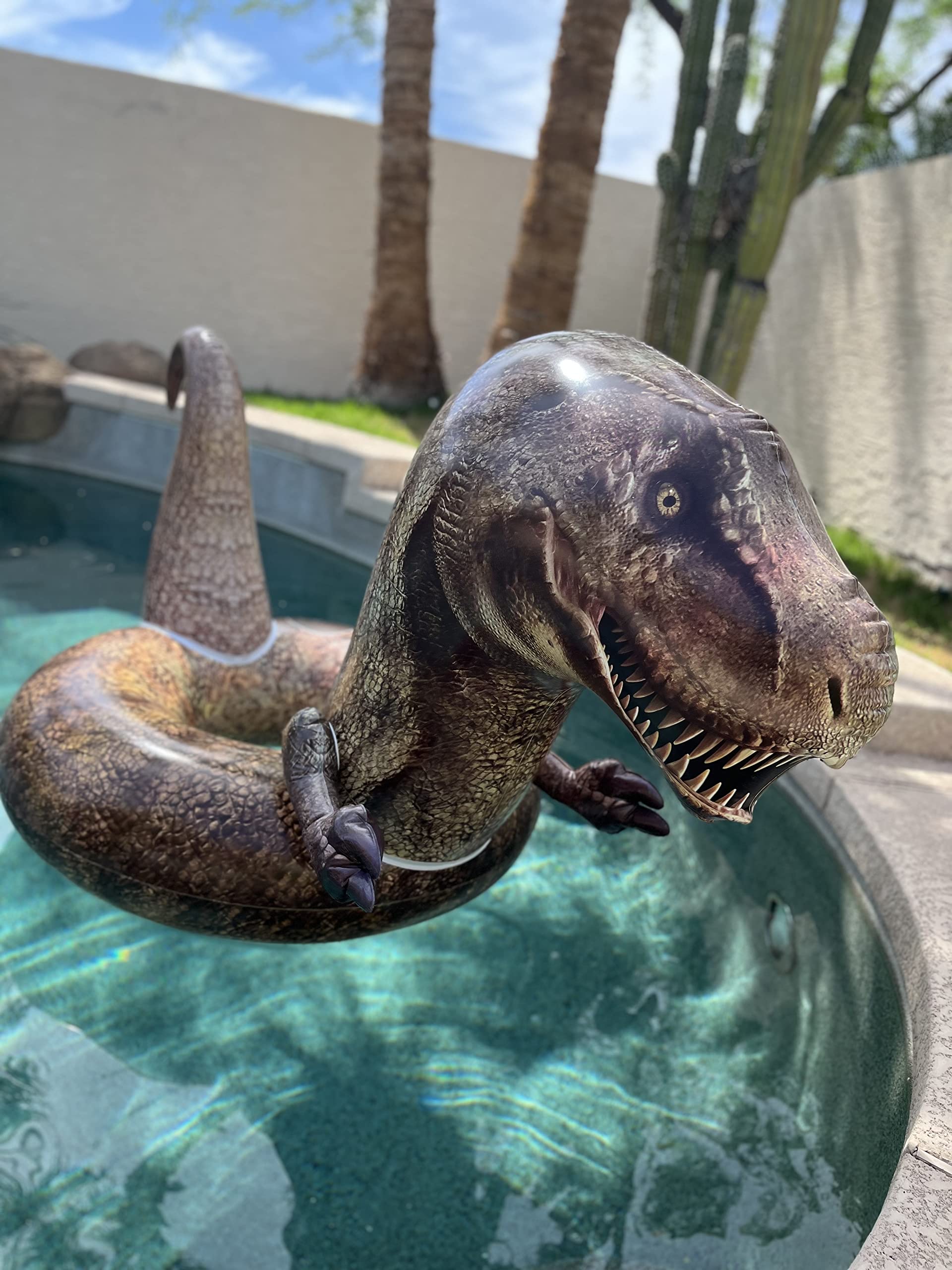 Coconut Outdoor Giant Tyrannosaurus Rex Pool Float, Inflatable T-Rex Ring