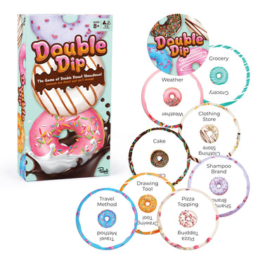 Point Games Double Dip Card Game - Fast-Paced Family Party Game for Kids & Adults - The Double Donut Showdown Word Shouting Game - 150 Cards, 3-6