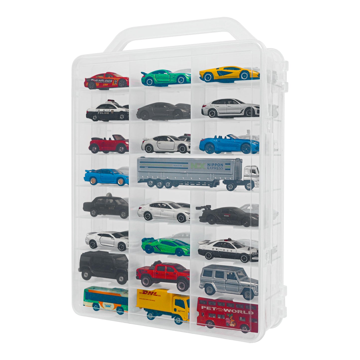 YYDS 48-Car Storage Case with Handle, Double-Sided Organizer for Toy Cars, Matchbox Cars, 1:64 Scale, Hot Wheels Compatible, CASE ONLY