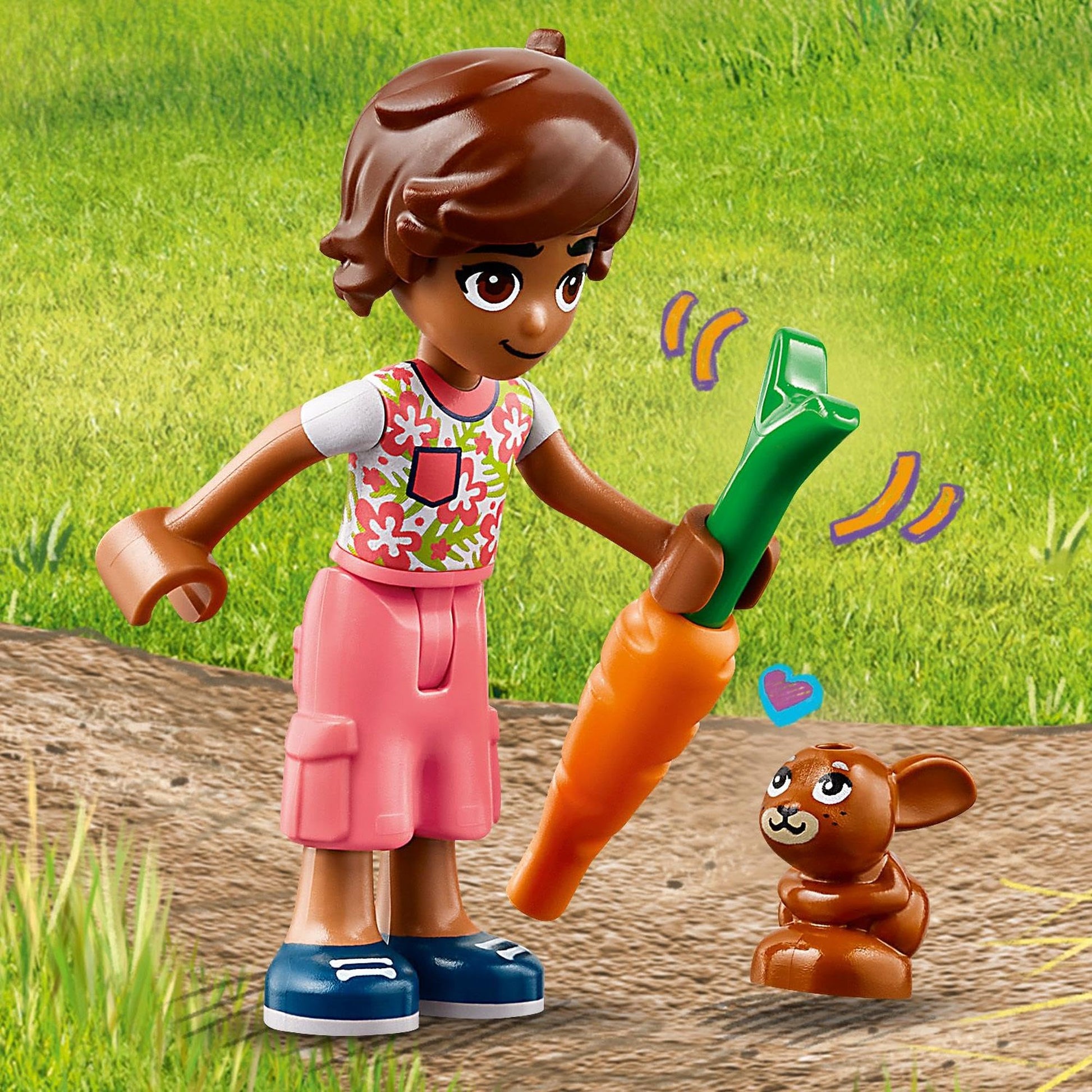 LEGO 42607 Friends Autums Kälbchenstall, 2 Spielfiguren, Kälbchen, Häschen