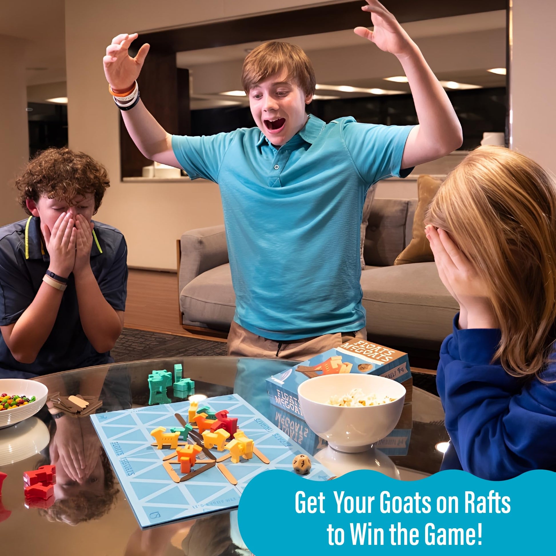 Hootenanny Games Floats McGoats Board Game - Light Strategy Goat Raft Game for Family Game Night | 2-4 Players Ages 10+ | Fun Family Strategy Game |