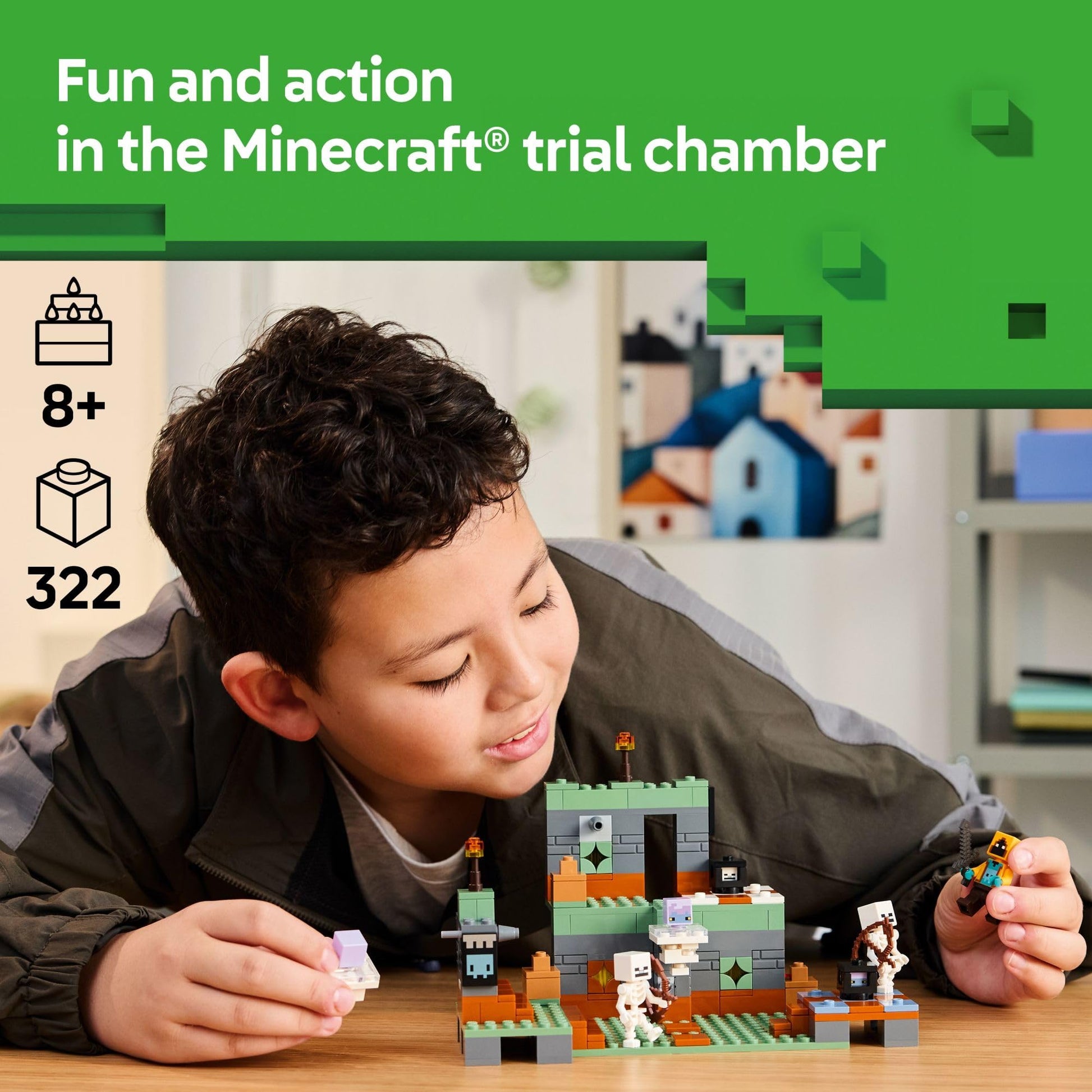 LEGO Minecraft The Trial Chamber Building Toy - Gamer Playset for Kids, Girls and Boys, Ages 8+ - Includes Shadow Hoodie Minifigure for Pretend Play