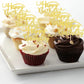 Rsstarxi 24 Pack Happy Birthday Cupcake Toppers Gold Glitter Birthday Cupcake Food Picks for Celebrating Happy Birthday Party Cake Decorations