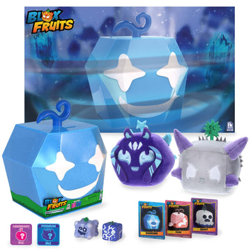 PhatMojo Blox Fruits Diamond Collector Bundle - 11-Piece Set with 2 Plush Figures, 2 Minifigures, 3 Cards, Poster & 2 DLC Tokens