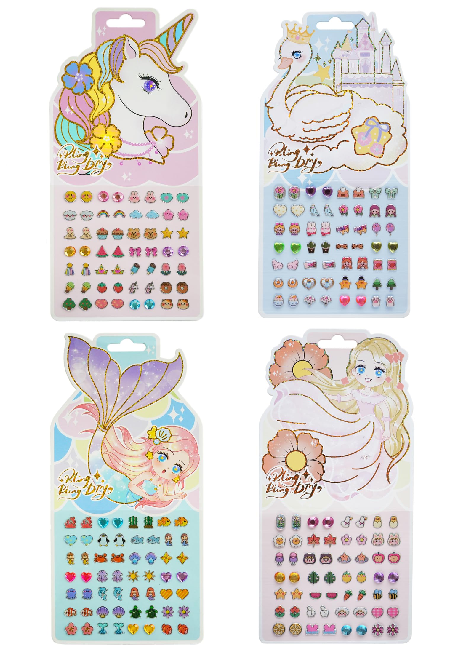 30 Pairs Girls Stick On - Kids Unicorn Rainbow Canday Stick for Little Girls 4-6 Sticker Multistyle Gitter Stickers (Style-9)