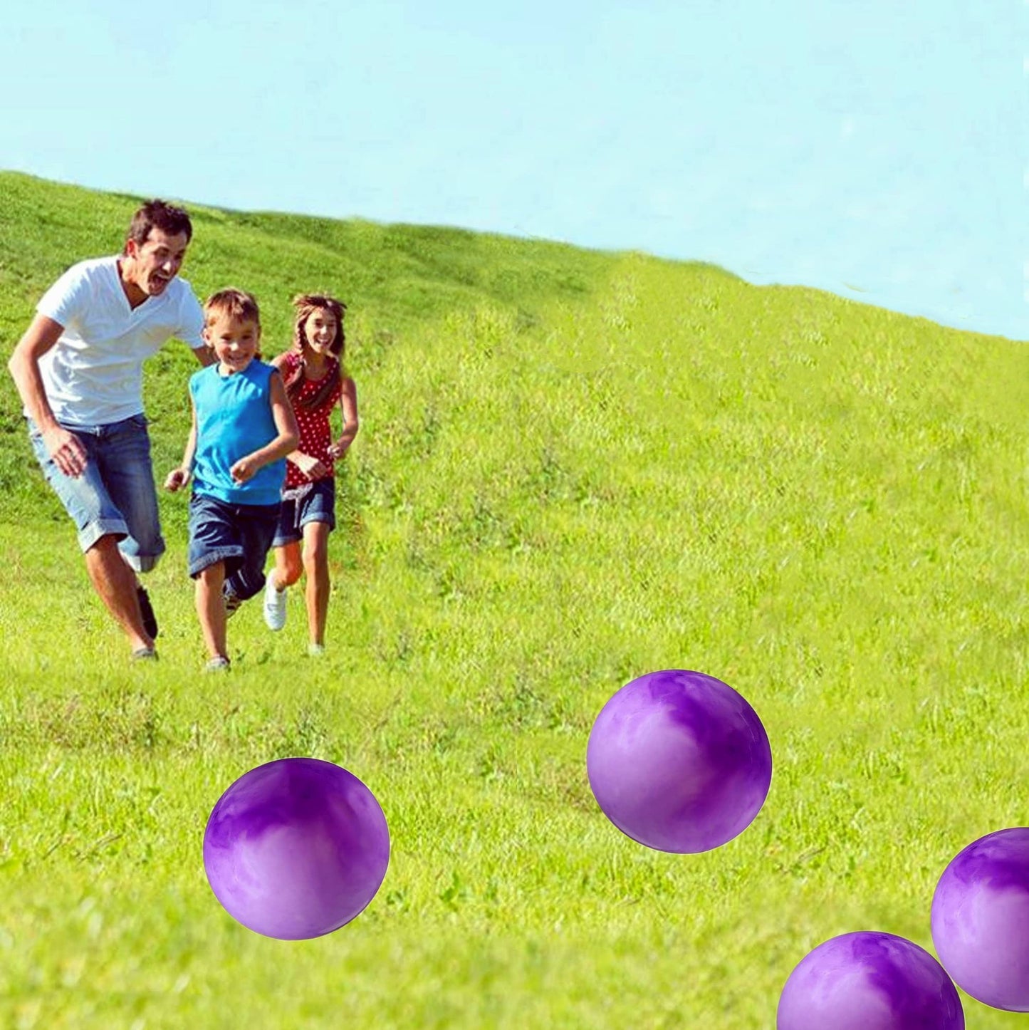 ZHANGBY 4 Pcs Playground Balls with Pump, 9" Purple Marbleized Bouncy Balls