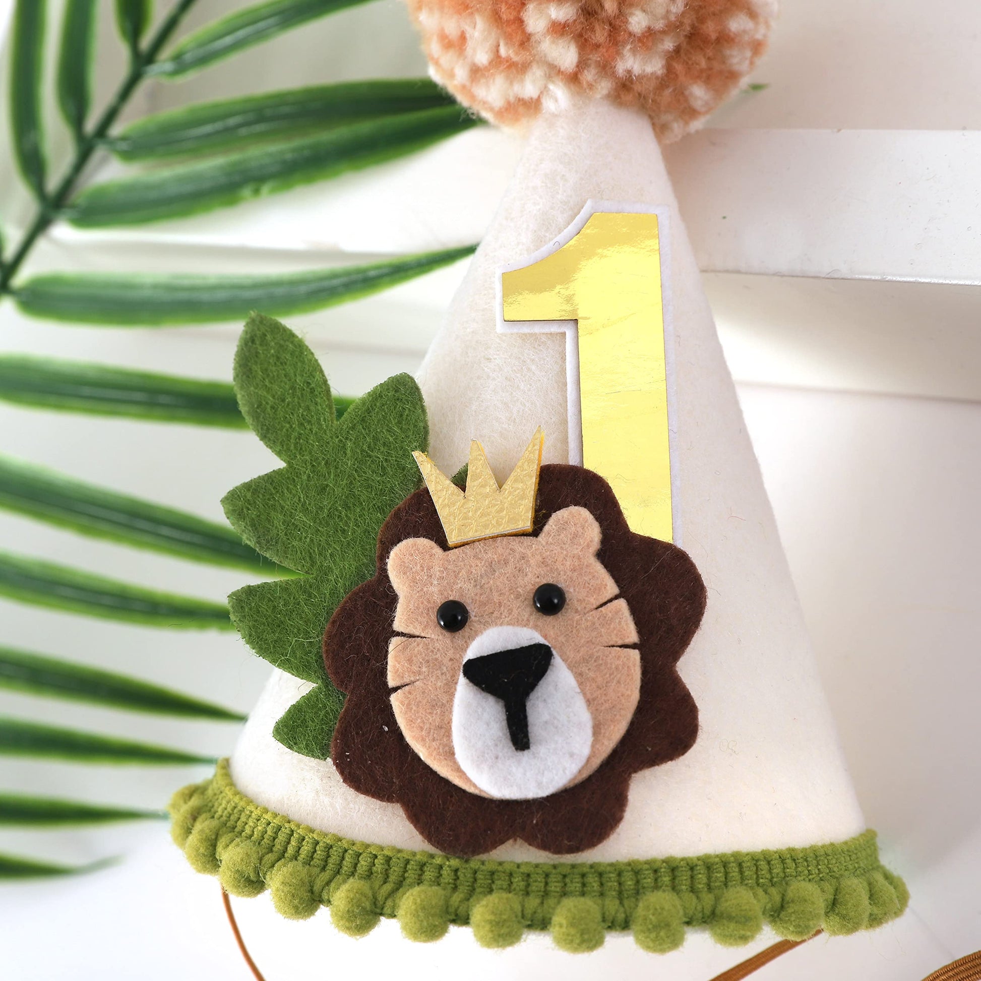 Lion Theme First Birthday Crown - Wild One Jungle Safari Decoration for Boys