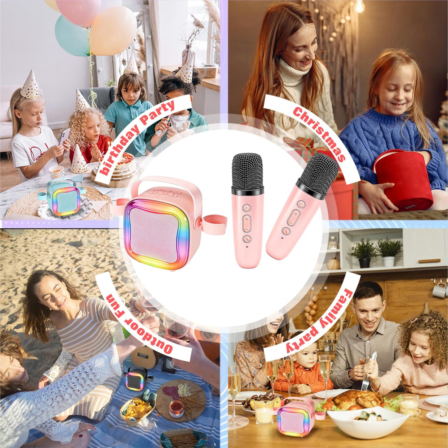 Portable Karaoke Machine for Kids: Children Toys Girls Ages 3-12 Gift(Pink)