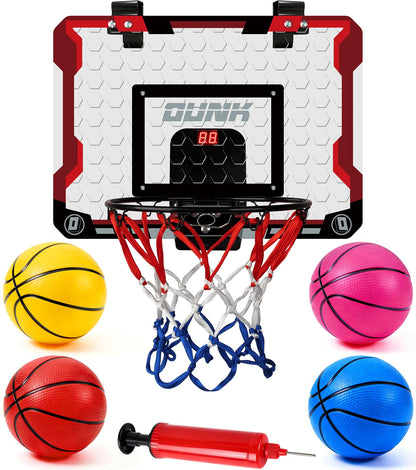 LAO XUE Indoor Basketball Hoop for Kids,Mini Hoop with LED Scoreboard