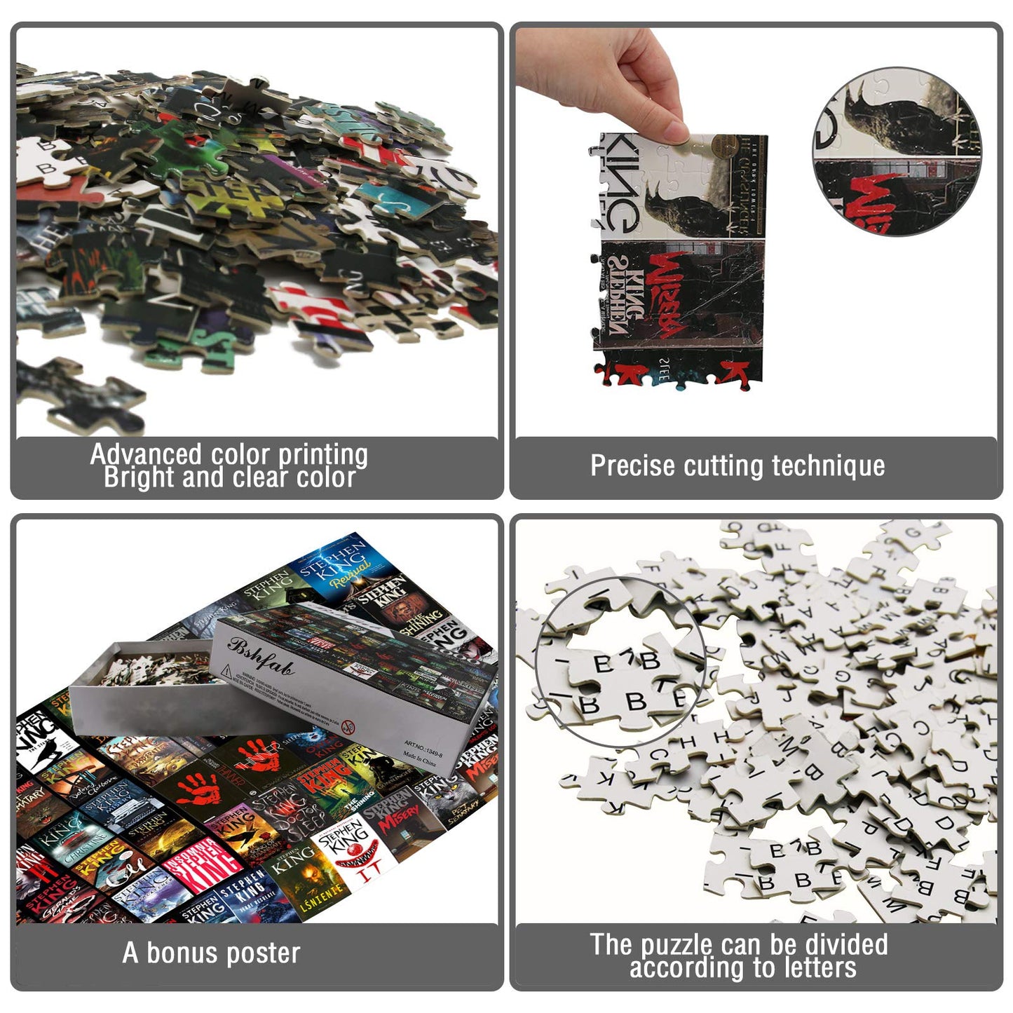 Stephen King Horror Novel Jigsaw Puzzles for Adults 1000 Piece 27.6×19.7inch Large Difficult Challenging Familiy Stress Reliever Games,Fun Kids Ages