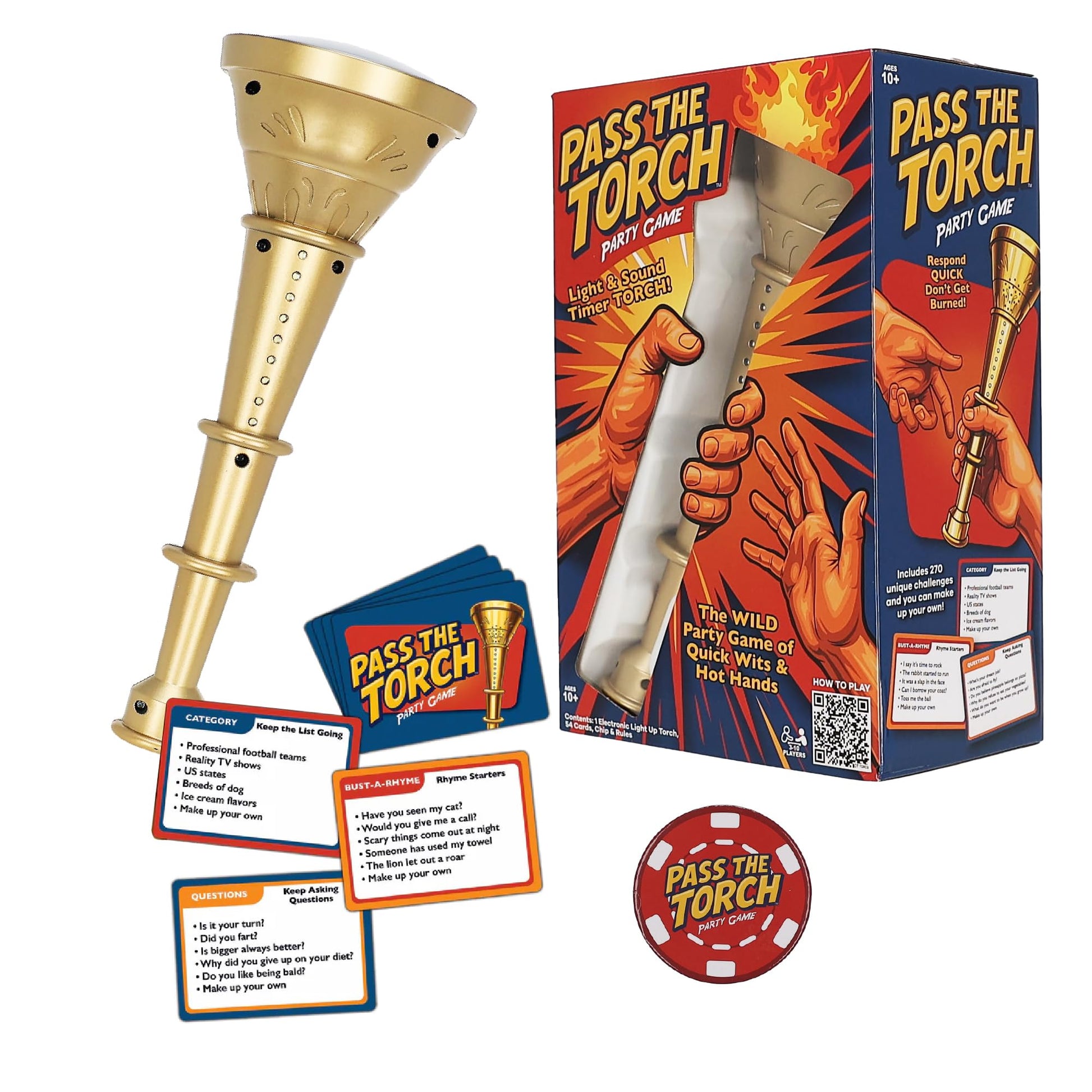 Pass the Torch Party Game for Teens and Families Ages 10+ Fast Thinking Word Challenge Card Games for Groups 3-10 Players - Gift for Kids and Adults