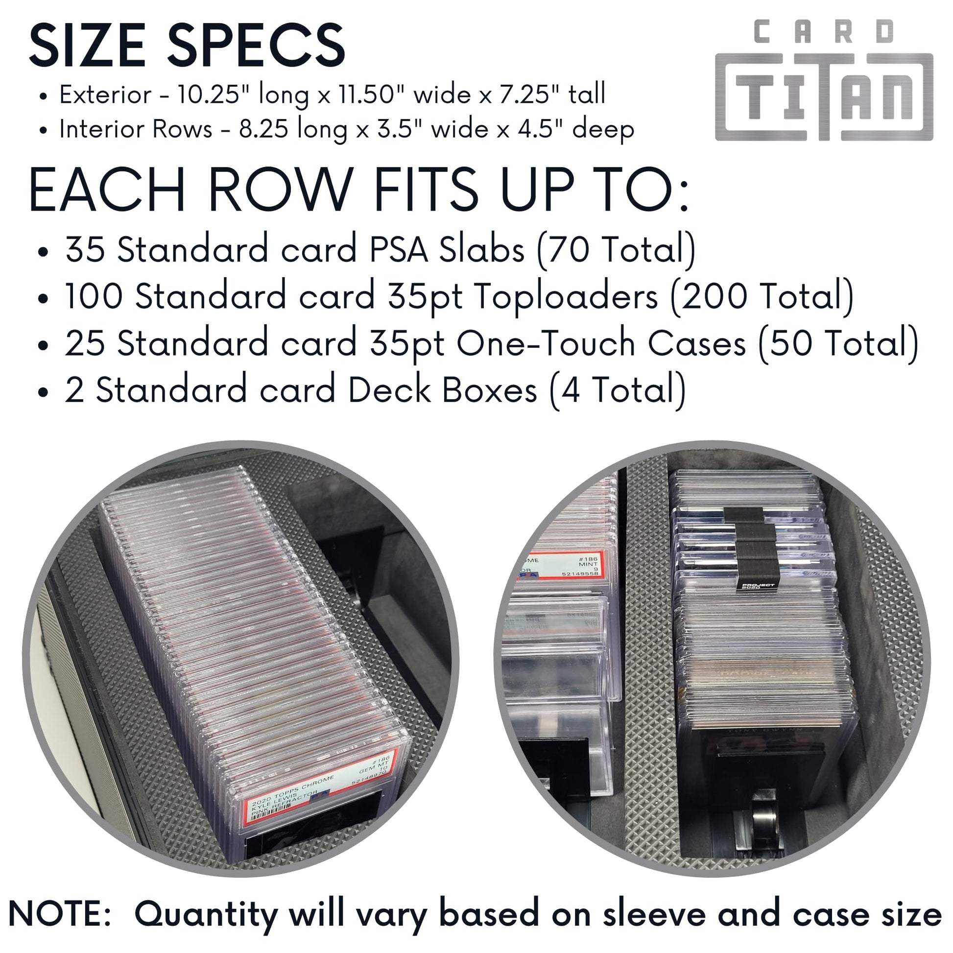 Card Titan Vault Trading Card Storage Box - Lockable Sports Cards Hard Case with Spring-Loaded Pushers for Top Loaders & Graded Cards - 2 Row