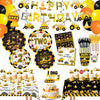 210 Pcs Construction 2nd Birthday Decorations - Includes Plates Napkins Cups Cake Cupcake Toppers Banner Hanging Swirls Tablecloths Balloons