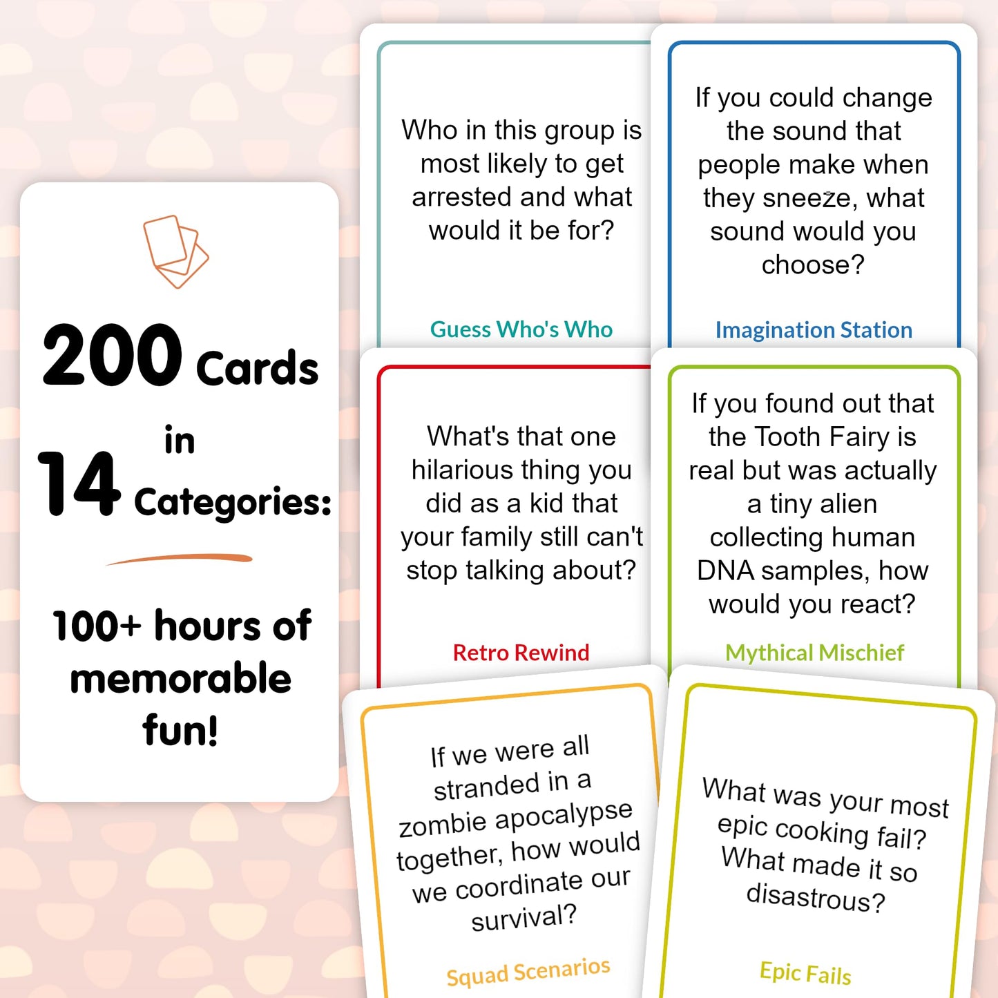 Funny Conversation Cards for Adults and Families - 200 Hilarious Questions and Conversation Starters - Group Game for Family Reunions, Parties & Game