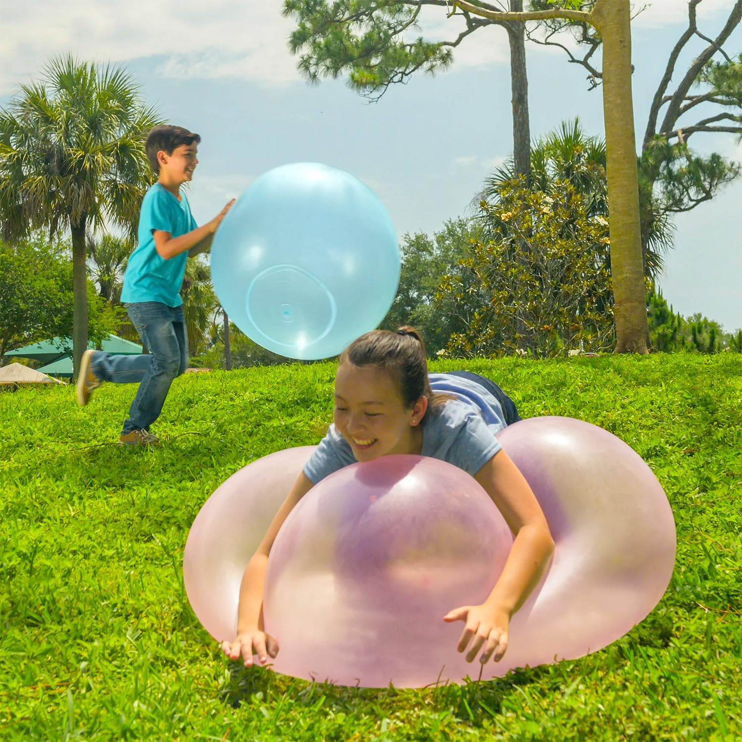 Wubble Bubble Balls Red & Blue Bundle - 2 Super Bubble Tear-Resistant Balls