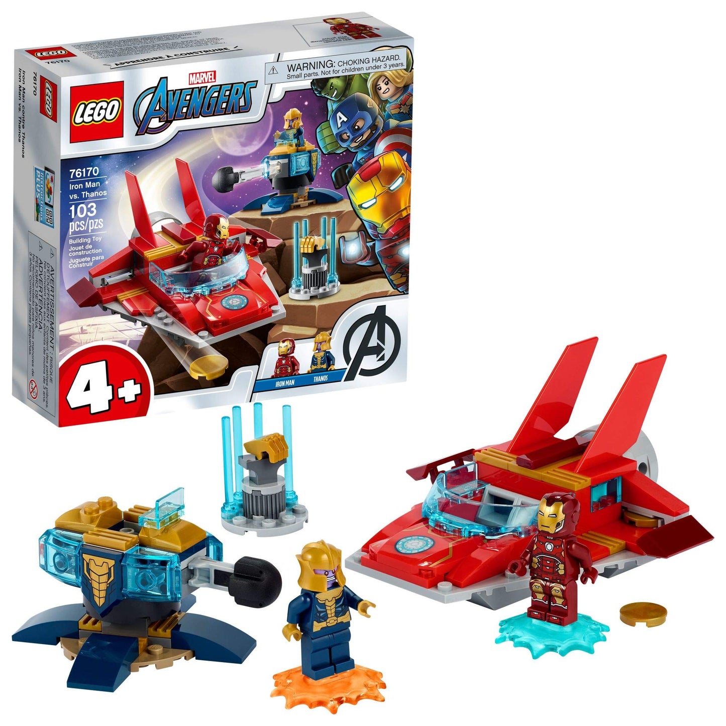 LEGO Marvel Avengers Iron Man vs. Thanos 76170 Cool, Collectible Superhero Building Toy for Kids Featuring Marvel Avengers Iron Man and Thanos