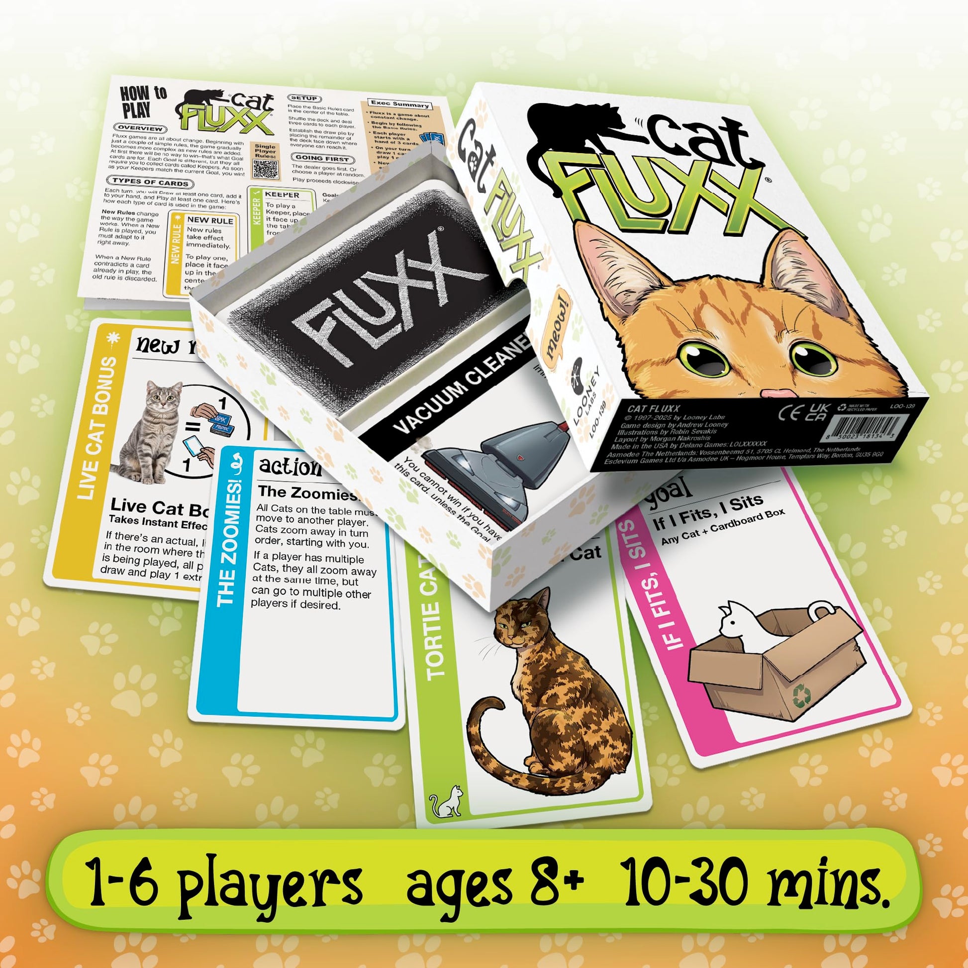 Looney Labs Cat Fluxx - The Cat-Themed Card Game of Feline Fun, 1-6 Players