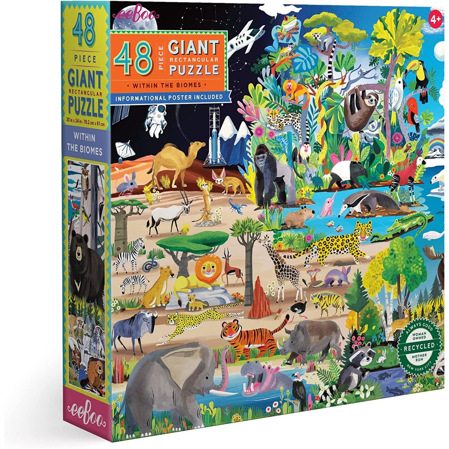 eeBoo Within The Biomes 48 Giant Piece Children's Puzzle, 30" x 24"