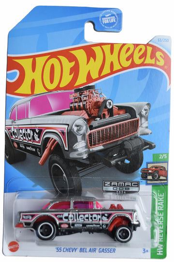 Hot Wheels Zamac '55 Chevy Bel Air Gasser, HW Reverse Rake 2/5 [Silver] 63/250