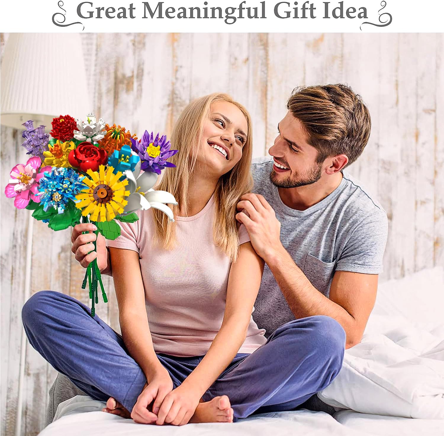 Flowers Bouquet Building Set 980 PCS - 12 Kinds of Flowers Botanical Collection and Decorative Home for Mother's Day, Birthdays, Valentine's Day Gifts