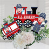 Big Dot of Happiness Custom Photo Railroad Party Crossing - Steam Train Birthday Party or Baby Shower Centerpiece Sticks - Fun Face Table Toppers