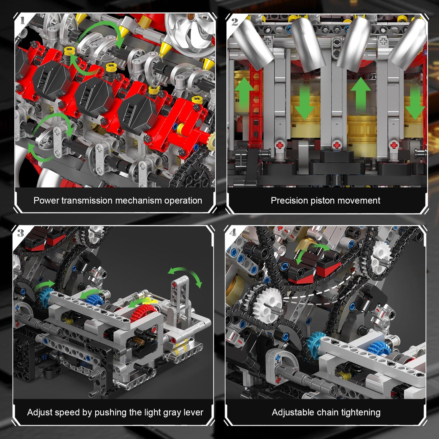 Mould King V8 Engine Building Blocks Sets, V8 Engine Model Kit That Runs, MOC Engineering Model Building Kit with Battery and Motor, 2718 PCS Building